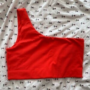 Girlfriend Collective Bianca One Shoulder Bra Red Orange L